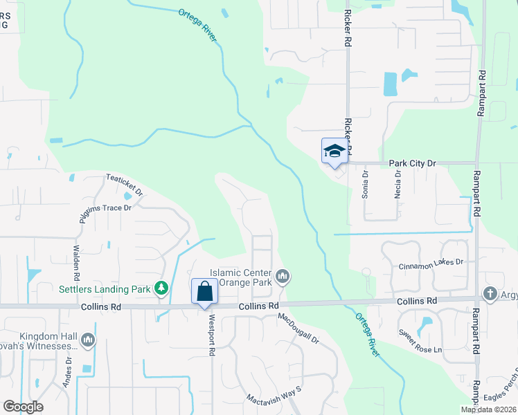 map of restaurants, bars, coffee shops, grocery stores, and more near 7615 Invermere Boulevard North in Jacksonville