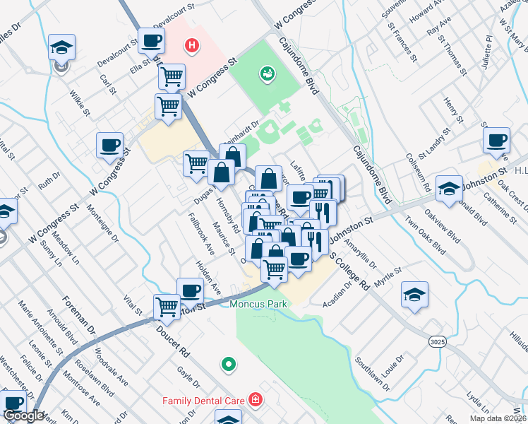 map of restaurants, bars, coffee shops, grocery stores, and more near 217 Chance Street in Lafayette