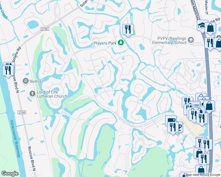 map of restaurants, bars, coffee shops, grocery stores, and more near 4105 Bent Tree Circle in Ponte Vedra Beach