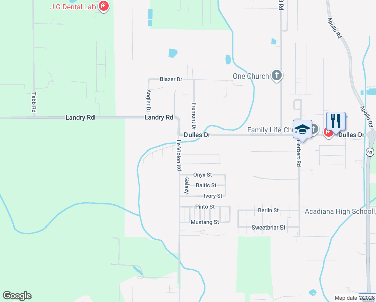 map of restaurants, bars, coffee shops, grocery stores, and more near 702 Le Violon Road in Scott