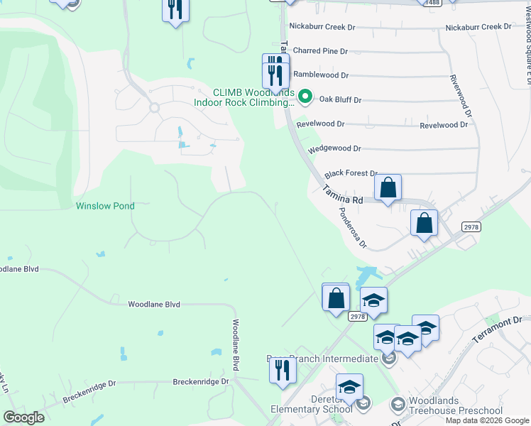 map of restaurants, bars, coffee shops, grocery stores, and more near 9027 Miller Road in Magnolia