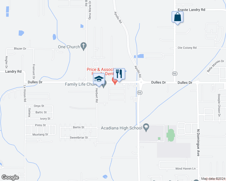 map of restaurants, bars, coffee shops, grocery stores, and more near 125 Bronze Medal Drive in Lafayette