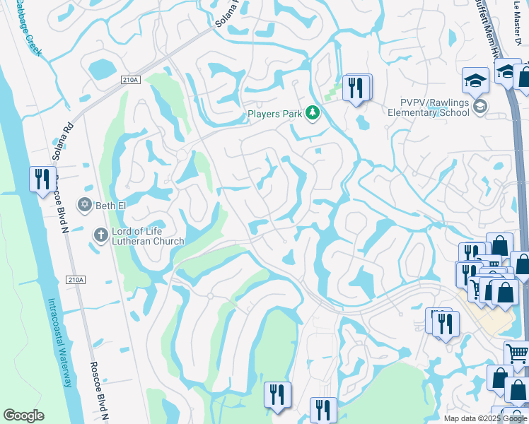 map of restaurants, bars, coffee shops, grocery stores, and more near 4802 Otter Creek Lane in Ponte Vedra Beach
