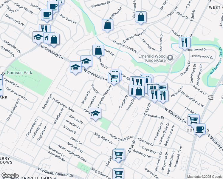 map of restaurants, bars, coffee shops, grocery stores, and more near in Austin