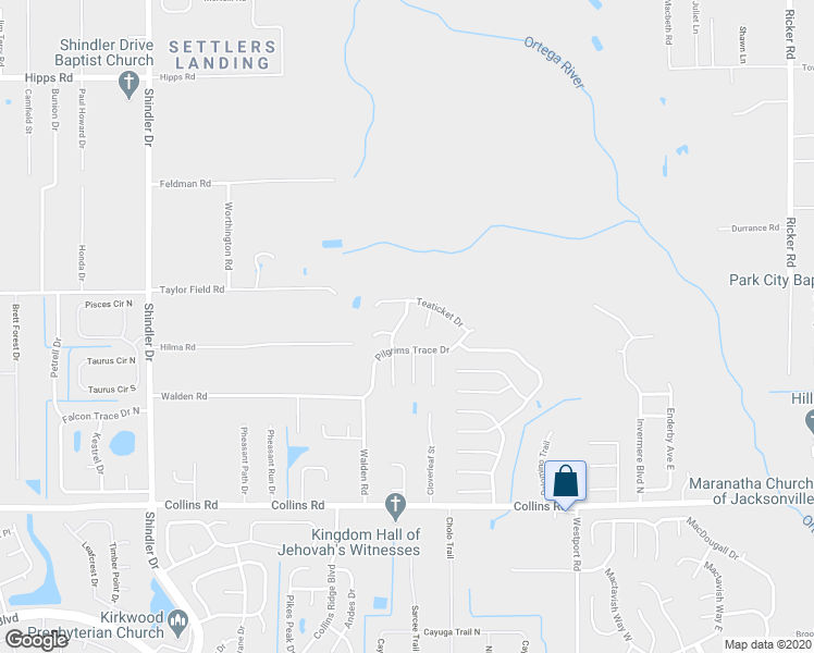 map of restaurants, bars, coffee shops, grocery stores, and more near 7536 Teaticket Court in Jacksonville