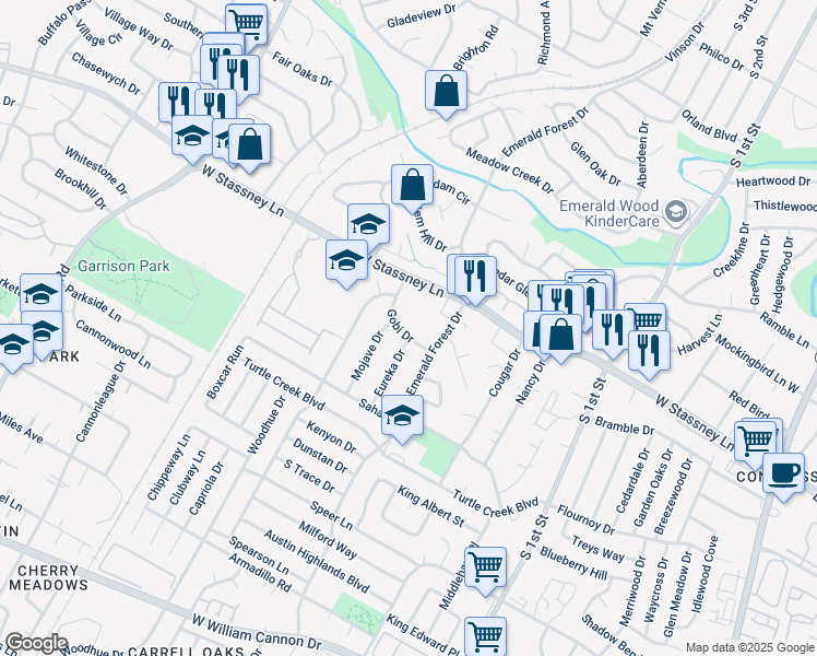 map of restaurants, bars, coffee shops, grocery stores, and more near 1114 Gobi Drive in Austin