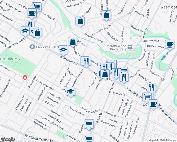 map of restaurants, bars, coffee shops, grocery stores, and more near in Austin