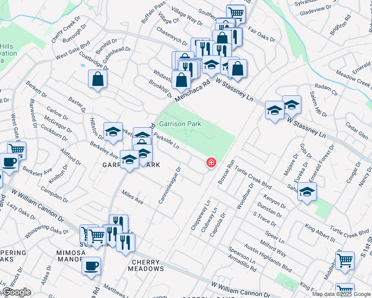 map of restaurants, bars, coffee shops, grocery stores, and more near in Austin