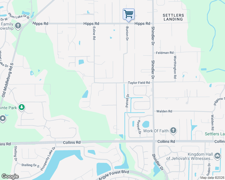 map of restaurants, bars, coffee shops, grocery stores, and more near 7490 Brett Forest Drive in Jacksonville