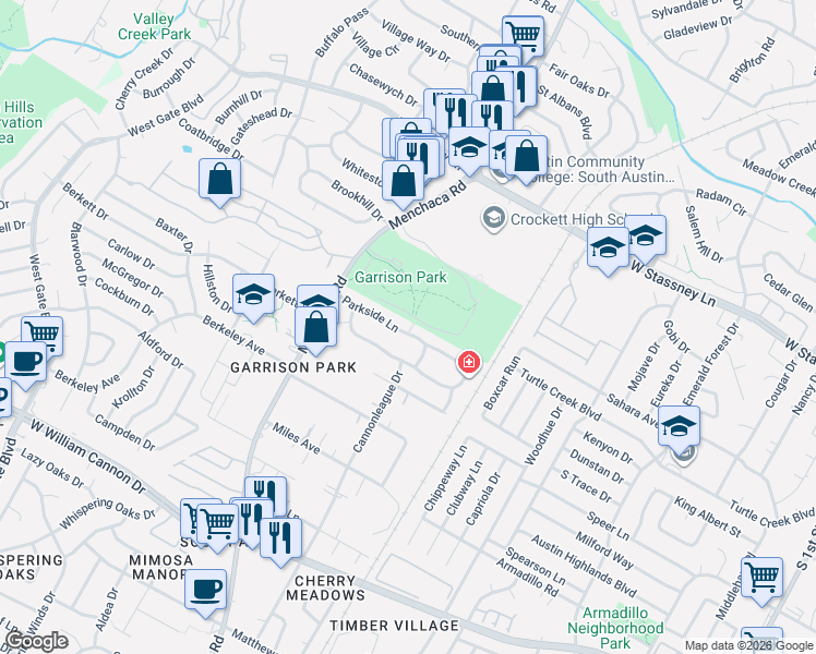 map of restaurants, bars, coffee shops, grocery stores, and more near in Austin