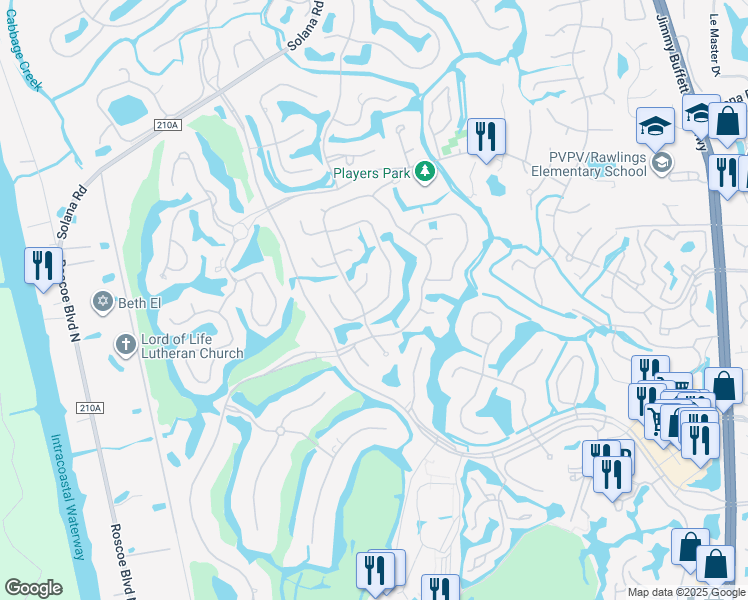 map of restaurants, bars, coffee shops, grocery stores, and more near 4802 Otter Creek Lane in Ponte Vedra Beach