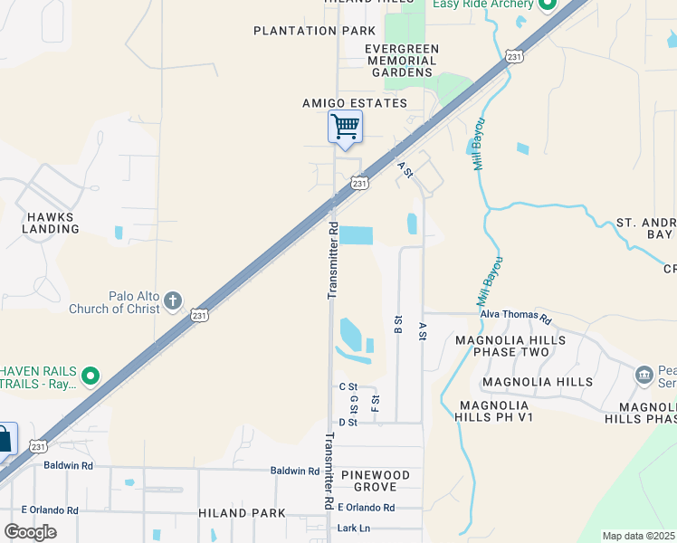 map of restaurants, bars, coffee shops, grocery stores, and more near 3410 Transmitter Road in Panama City