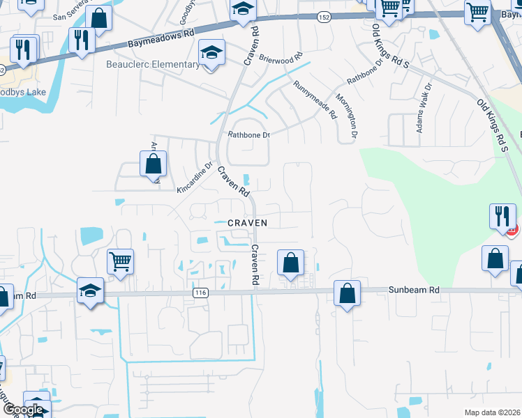 map of restaurants, bars, coffee shops, grocery stores, and more near 9246 Wesley Cove Court in Jacksonville