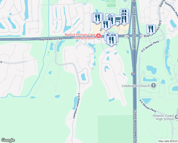 map of restaurants, bars, coffee shops, grocery stores, and more near 8793 Brighton Hill Circle East in Jacksonville