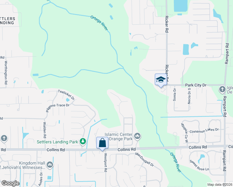 map of restaurants, bars, coffee shops, grocery stores, and more near 7518 Saundersville Court in Jacksonville