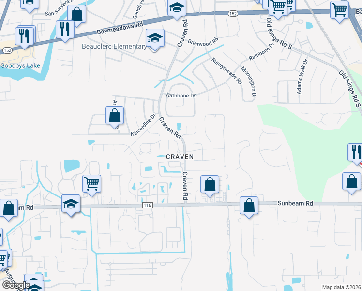 map of restaurants, bars, coffee shops, grocery stores, and more near 9246 Wesley Cove Court in Jacksonville