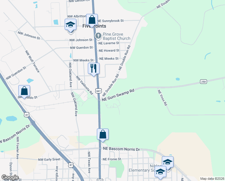 map of restaurants, bars, coffee shops, grocery stores, and more near 281 County Road 250 in Lake City