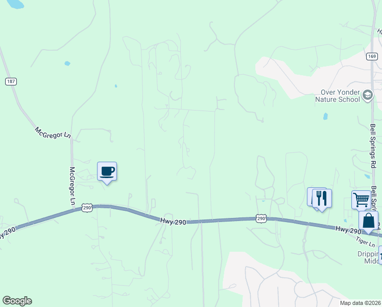 map of restaurants, bars, coffee shops, grocery stores, and more near 269 Ira Hill Rd in Dripping Springs