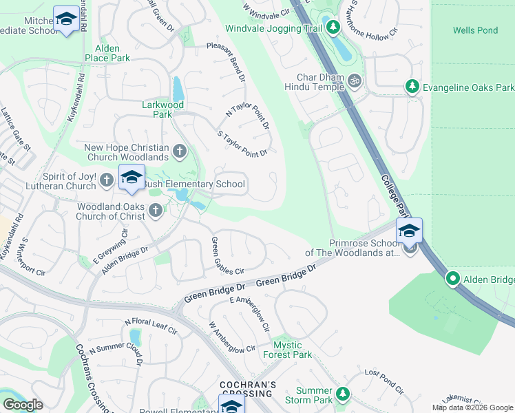 map of restaurants, bars, coffee shops, grocery stores, and more near 39 Meadow Brook Place in Spring