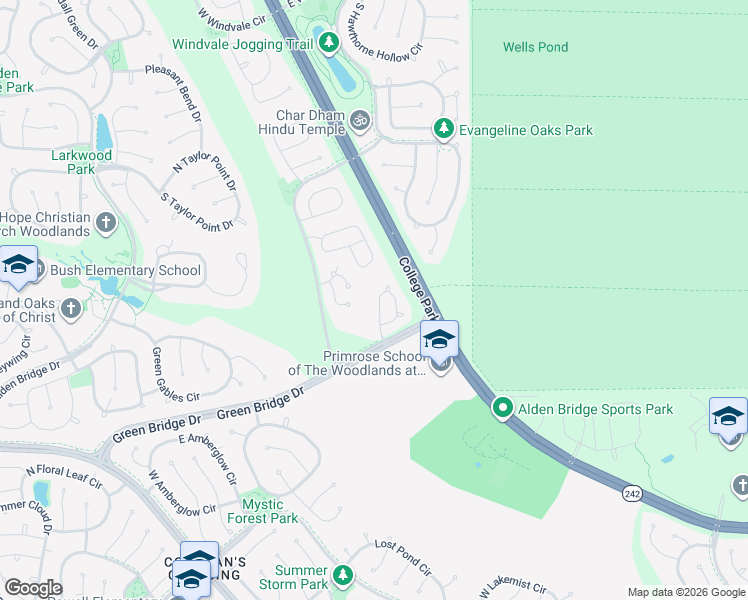 map of restaurants, bars, coffee shops, grocery stores, and more near 187 Anise Tree Place in Spring