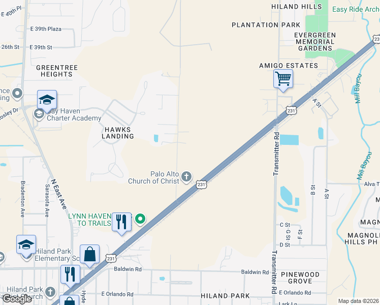 map of restaurants, bars, coffee shops, grocery stores, and more near 3436 Ormond Avenue in Panama City