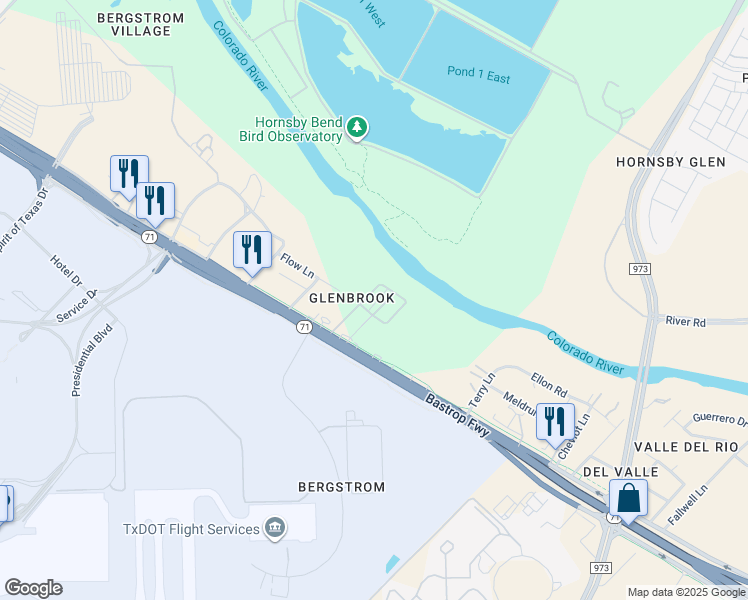 map of restaurants, bars, coffee shops, grocery stores, and more near 2815 Lyle Road in Austin
