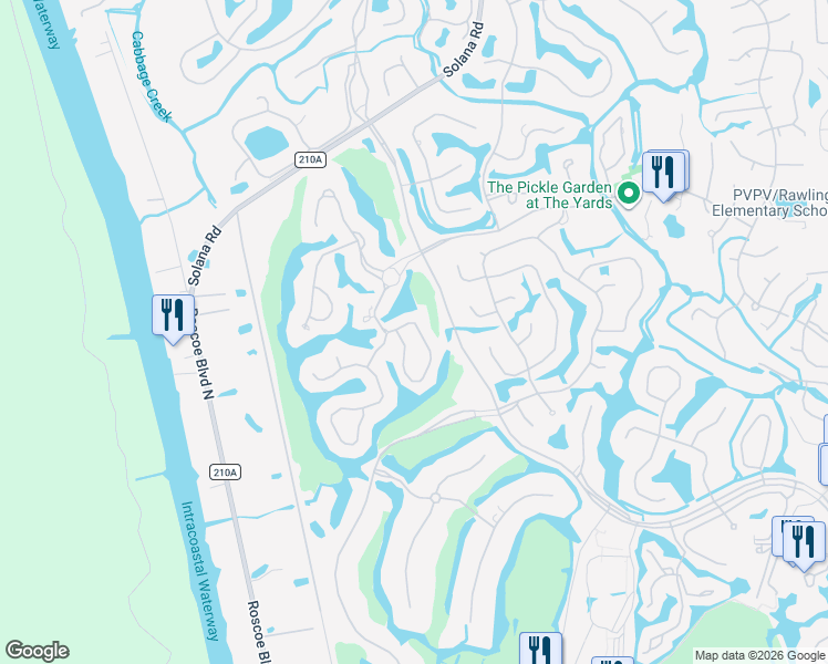 map of restaurants, bars, coffee shops, grocery stores, and more near 6505 Burnham Circle in Ponte Vedra Beach