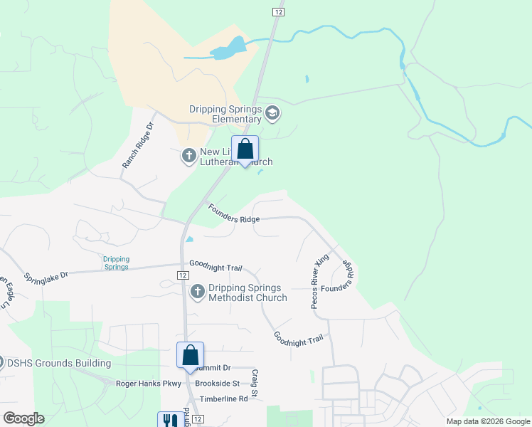 map of restaurants, bars, coffee shops, grocery stores, and more near 164 North Sage Hollow in Dripping Springs