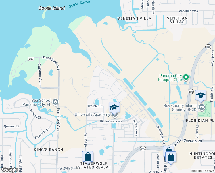 map of restaurants, bars, coffee shops, grocery stores, and more near 34 Airport Drive in Panama City