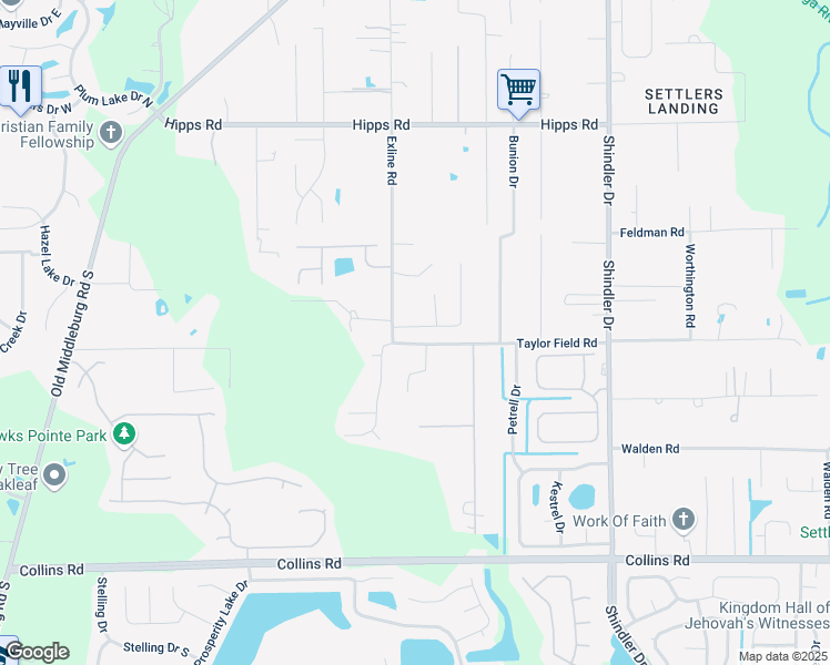 map of restaurants, bars, coffee shops, grocery stores, and more near 9055-9099 Taylor Field Road in Jacksonville