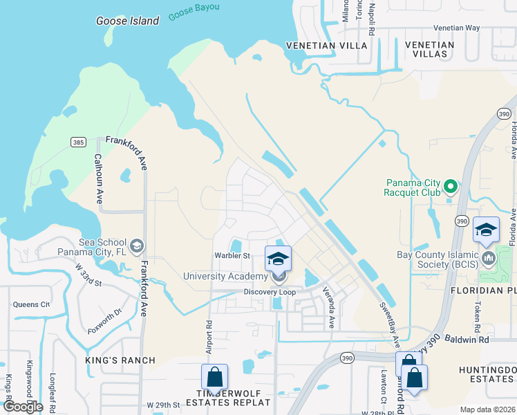 map of restaurants, bars, coffee shops, grocery stores, and more near 34 Airport Drive in Panama City