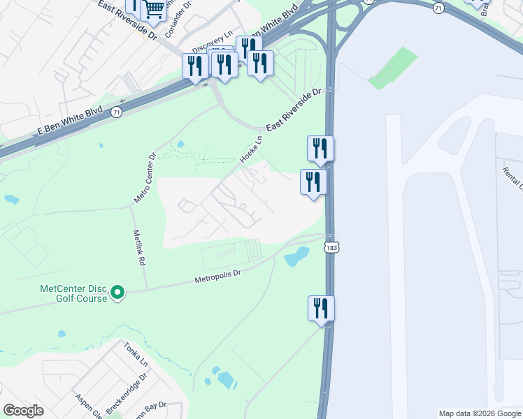 map of restaurants, bars, coffee shops, grocery stores, and more near 8006 Lee Hill Drive in Austin
