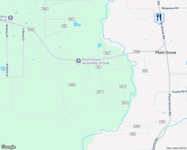 map of restaurants, bars, coffee shops, grocery stores, and more near 125 County Road 361 in Splendora