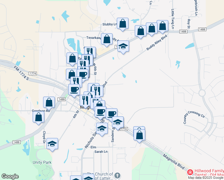 map of restaurants, bars, coffee shops, grocery stores, and more near 18415 Heidler Road in Magnolia