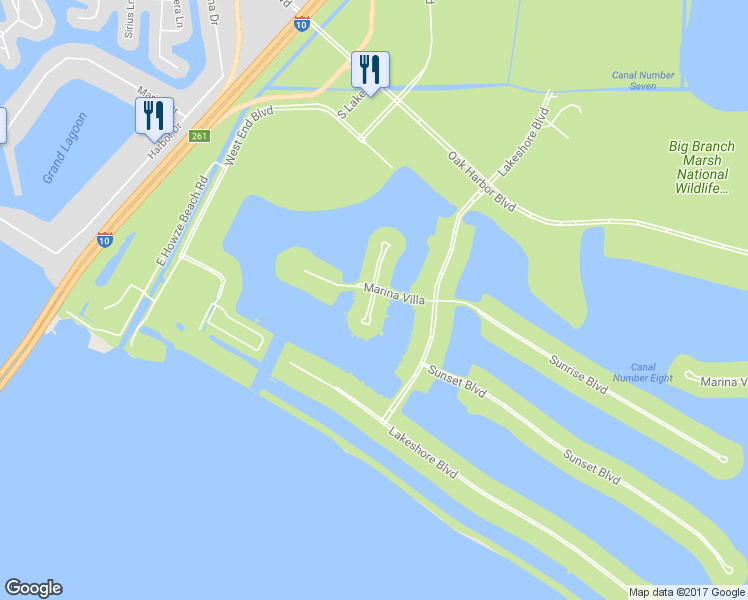 map of restaurants, bars, coffee shops, grocery stores, and more near 1085 Marina Villa South in Slidell