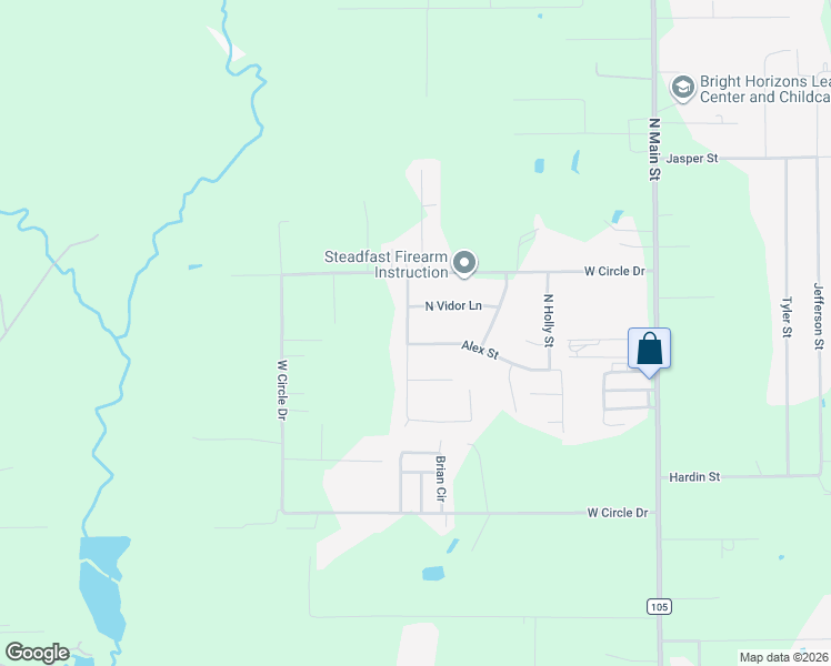 map of restaurants, bars, coffee shops, grocery stores, and more near 5700 Wayside Drive in Vidor