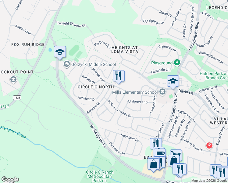 map of restaurants, bars, coffee shops, grocery stores, and more near 9113 Edwardson Lane in Austin