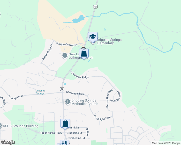 map of restaurants, bars, coffee shops, grocery stores, and more near 164 North Sage Hollow in Dripping Springs