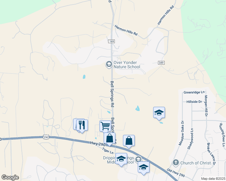 map of restaurants, bars, coffee shops, grocery stores, and more near 5255 Bell Springs Road in Dripping Springs