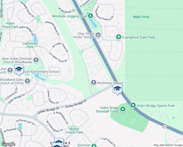 map of restaurants, bars, coffee shops, grocery stores, and more near 17 Stone Creek Place in Spring
