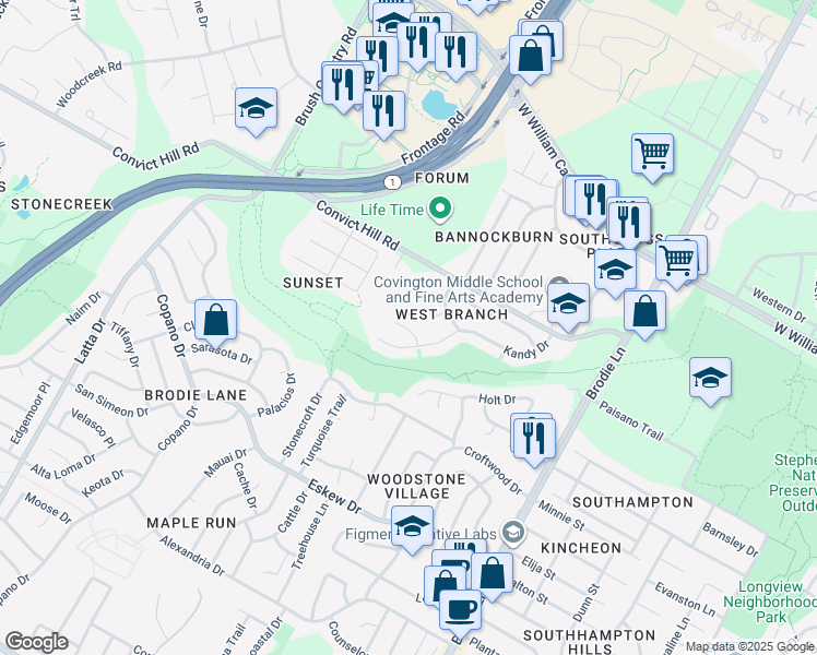 map of restaurants, bars, coffee shops, grocery stores, and more near 4003 Jaffna Cove in Austin