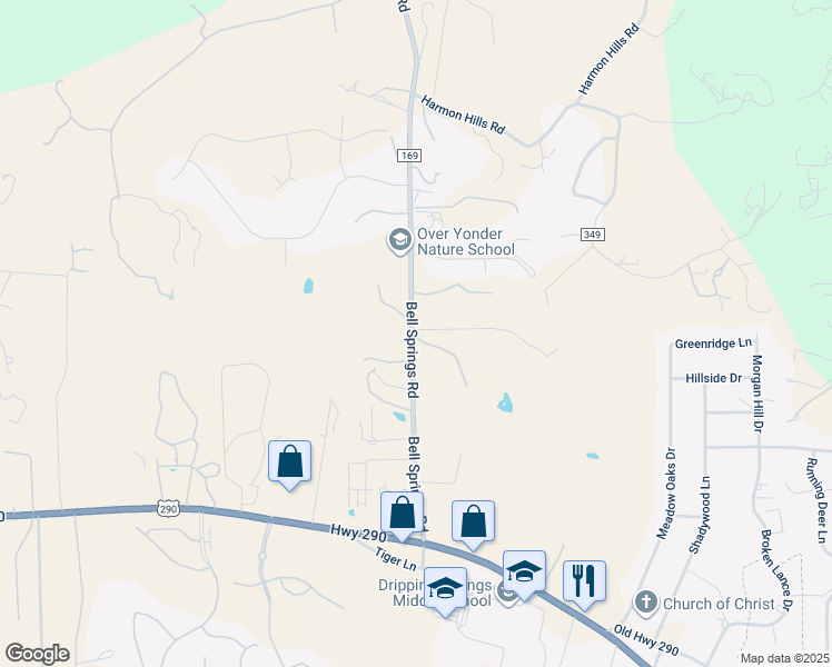map of restaurants, bars, coffee shops, grocery stores, and more near 5255 Bell Springs Road in Dripping Springs