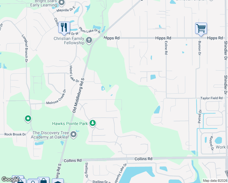 map of restaurants, bars, coffee shops, grocery stores, and more near 9541 Taylor Field Road in Jacksonville