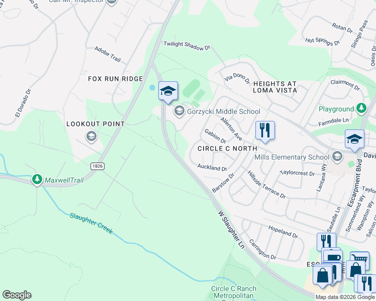 map of restaurants, bars, coffee shops, grocery stores, and more near 7017 Auckland Drive in Austin