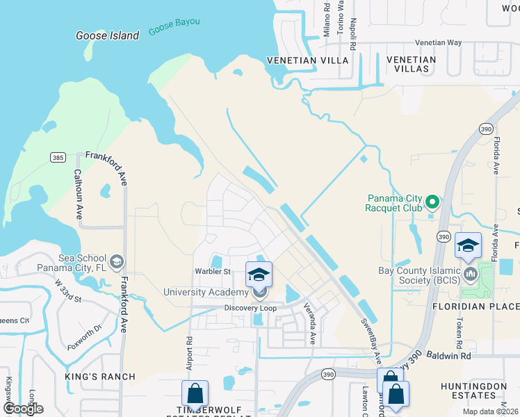 map of restaurants, bars, coffee shops, grocery stores, and more near 3130 Lisenby Ave in Panama City