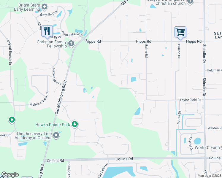 map of restaurants, bars, coffee shops, grocery stores, and more near 7285 Sun Lane in Jacksonville