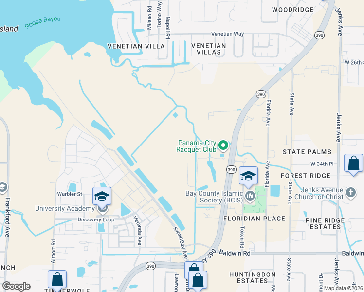 map of restaurants, bars, coffee shops, grocery stores, and more near 1000 Jackson Way in Panama City