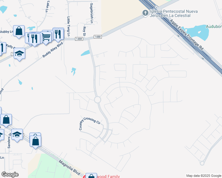 map of restaurants, bars, coffee shops, grocery stores, and more near Magnolia Creek Drive in Magnolia