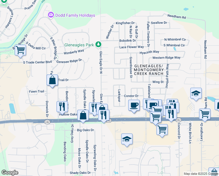 map of restaurants, bars, coffee shops, grocery stores, and more near 9819 Kiwi Lane in Conroe