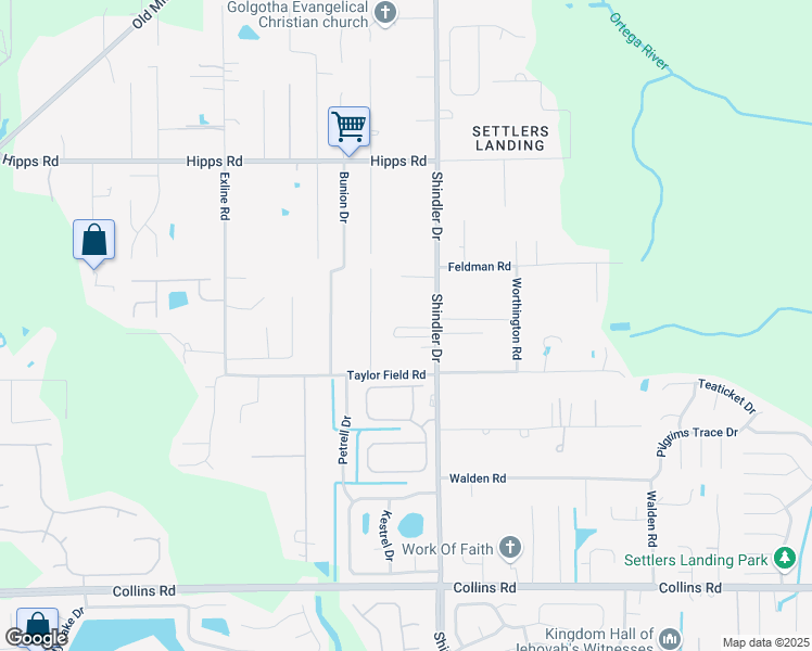 map of restaurants, bars, coffee shops, grocery stores, and more near 7275 Honda Drive in Jacksonville